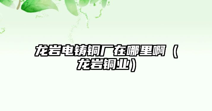 龍巖電鑄銅廠在哪里?。垘r銅業(yè)）