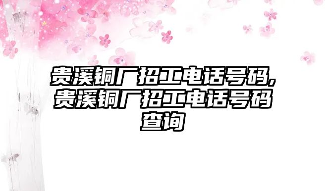 貴溪銅廠招工電話號碼,貴溪銅廠招工電話號碼查詢