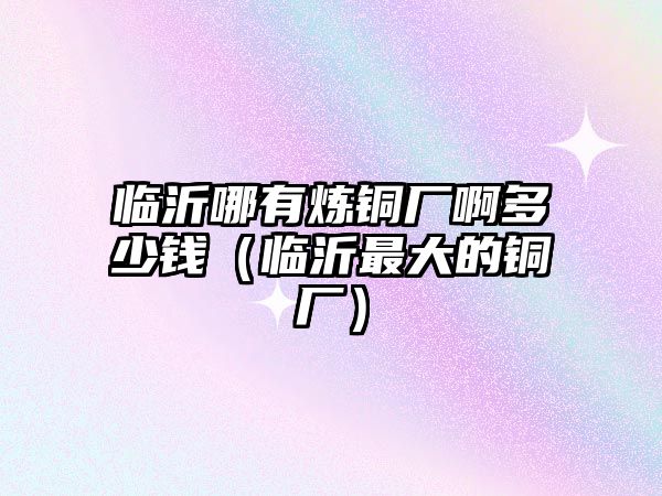 臨沂哪有煉銅廠啊多少錢（臨沂最大的銅廠）