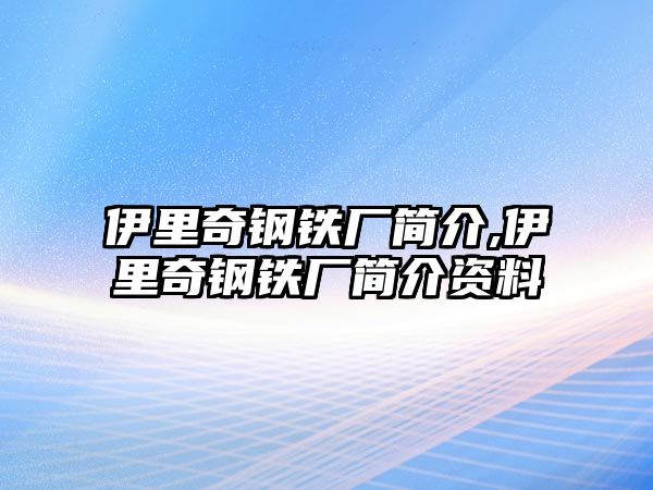 伊里奇鋼鐵廠簡介,伊里奇鋼鐵廠簡介資料