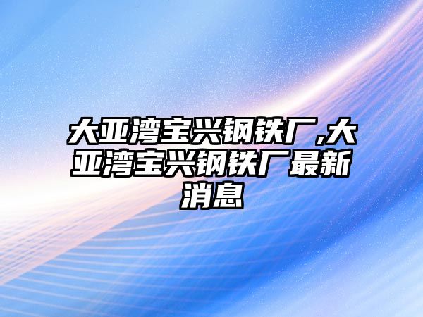 大亞灣寶興鋼鐵廠,大亞灣寶興鋼鐵廠最新消息