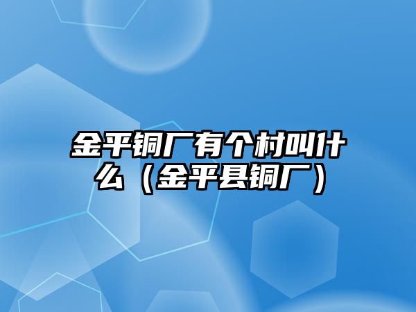 金平銅廠有個(gè)村叫什么（金平縣銅廠）