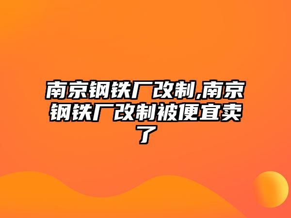 南京鋼鐵廠改制,南京鋼鐵廠改制被便宜賣了