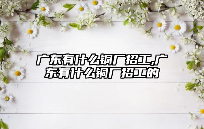 廣東有什么銅廠招工,廣東有什么銅廠招工的