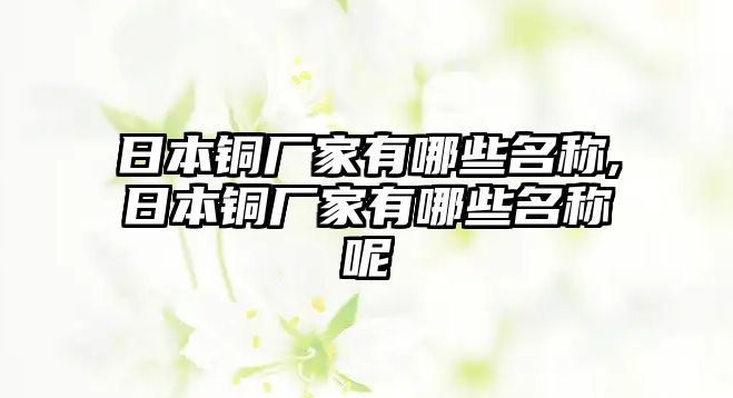 日本銅廠家有哪些名稱,日本銅廠家有哪些名稱呢