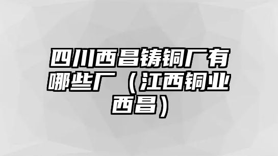 四川西昌鑄銅廠有哪些廠（江西銅業(yè)西昌）