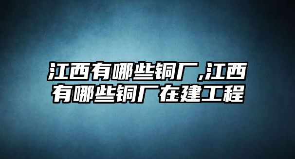 江西有哪些銅廠,江西有哪些銅廠在建工程