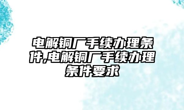 電解銅廠手續(xù)辦理條件,電解銅廠手續(xù)辦理條件要求