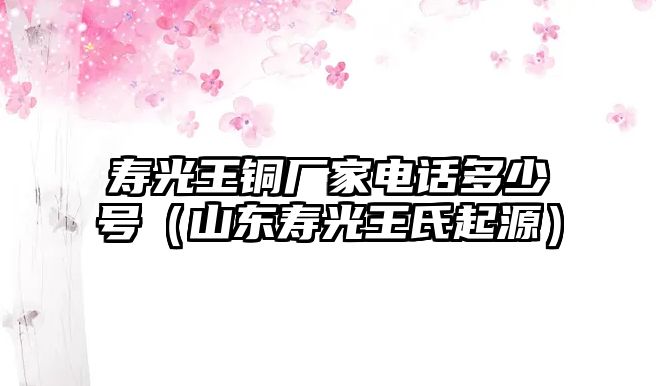 壽光王銅廠家電話多少號（山東壽光王氏起源）