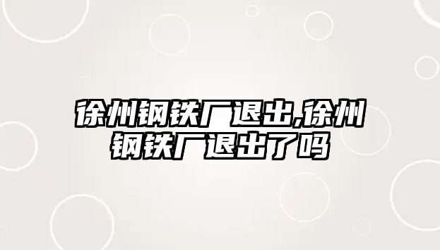 徐州鋼鐵廠退出,徐州鋼鐵廠退出了嗎