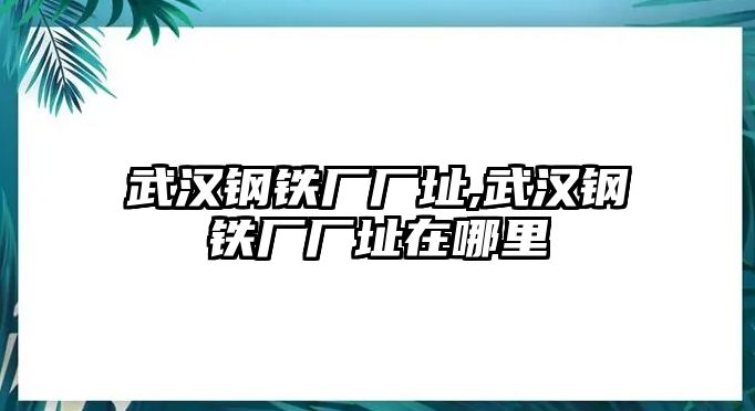 武漢鋼鐵廠廠址,武漢鋼鐵廠廠址在哪里