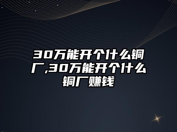 30萬能開個什么銅廠,30萬能開個什么銅廠賺錢