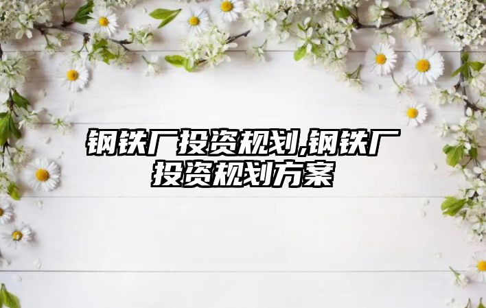 鋼鐵廠投資規(guī)劃,鋼鐵廠投資規(guī)劃方案