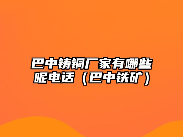 巴中鑄銅廠家有哪些呢電話（巴中鐵礦）