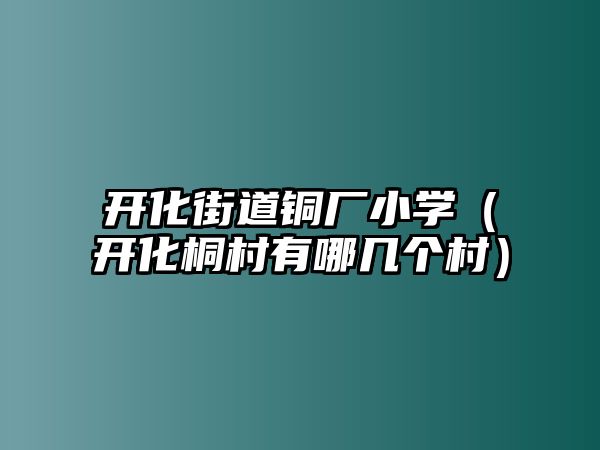 開化街道銅廠小學(xué)（開化桐村有哪幾個村）