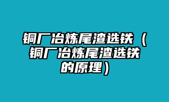 銅廠冶煉尾渣選鐵（銅廠冶煉尾渣選鐵的原理）