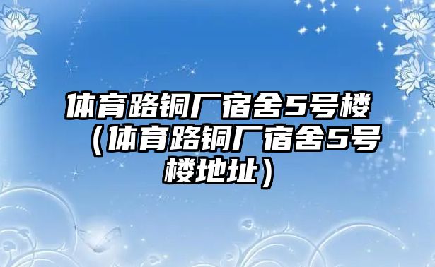 體育路銅廠宿舍5號樓（體育路銅廠宿舍5號樓地址）