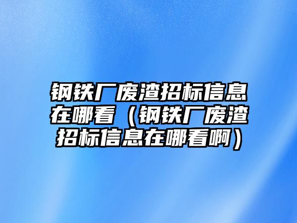 鋼鐵廠廢渣招標(biāo)信息在哪看（鋼鐵廠廢渣招標(biāo)信息在哪看啊）