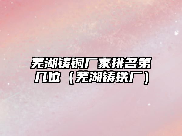 蕪湖鑄銅廠家排名第幾位（蕪湖鑄鐵廠）