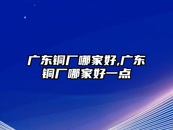 廣東銅廠哪家好,廣東銅廠哪家好一點