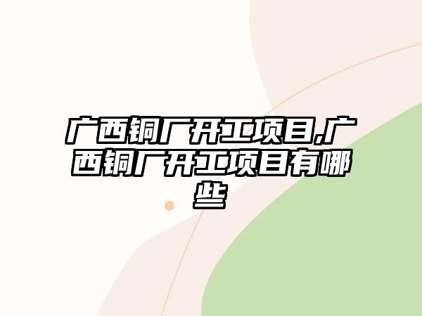 廣西銅廠開工項目,廣西銅廠開工項目有哪些