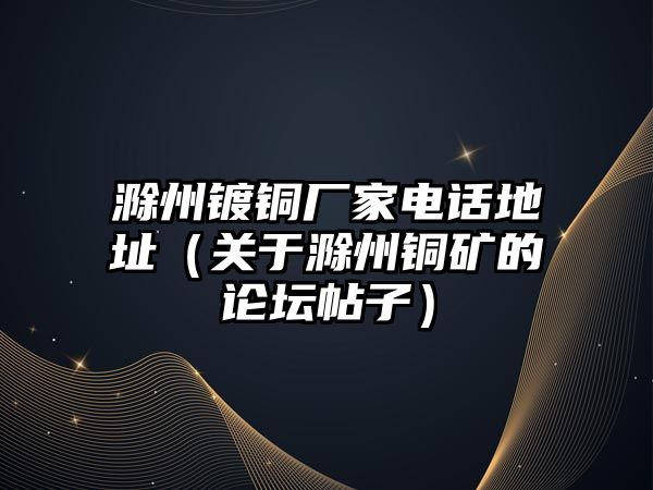 滁州鍍銅廠家電話地址（關(guān)于滁州銅礦的論壇帖子）