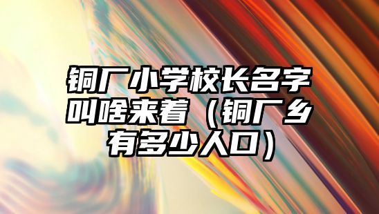 銅廠小學校長名字叫啥來著（銅廠鄉(xiāng)有多少人口）