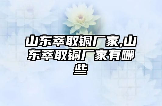 山東萃取銅廠家,山東萃取銅廠家有哪些