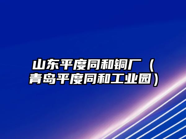 山東平度同和銅廠（青島平度同和工業(yè)園）