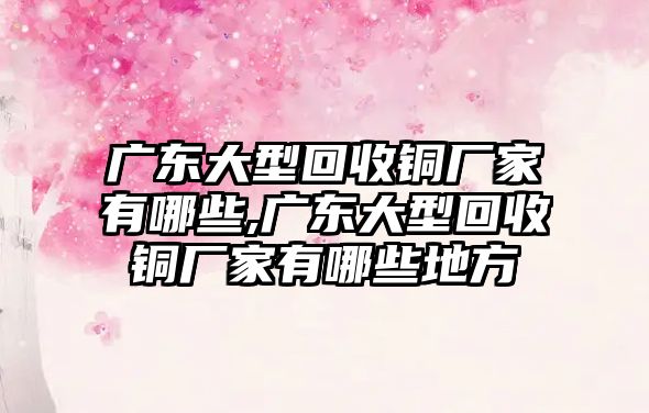 廣東大型回收銅廠家有哪些,廣東大型回收銅廠家有哪些地方