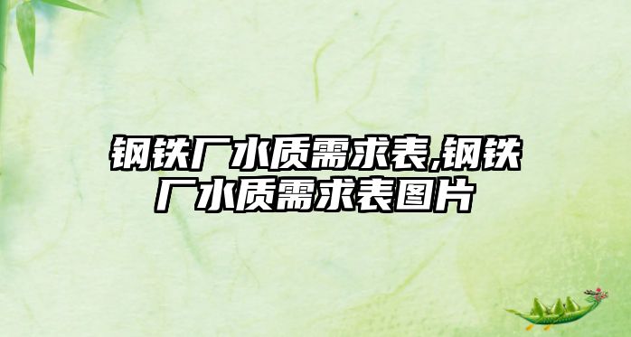 鋼鐵廠水質需求表,鋼鐵廠水質需求表圖片