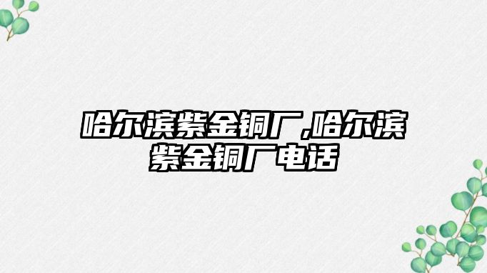 哈爾濱紫金銅廠,哈爾濱紫金銅廠電話