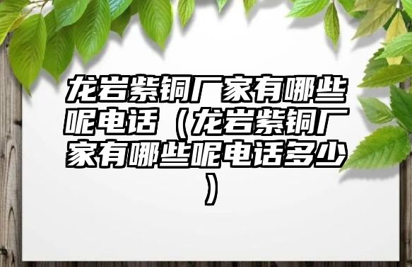 龍巖紫銅廠家有哪些呢電話（龍巖紫銅廠家有哪些呢電話多少）