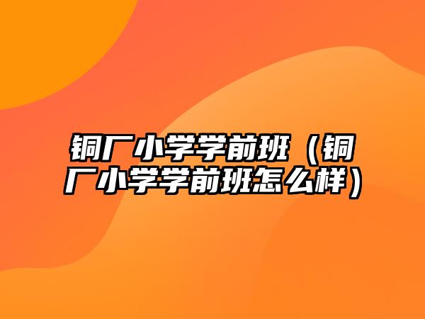 銅廠小學(xué)學(xué)前班（銅廠小學(xué)學(xué)前班怎么樣）