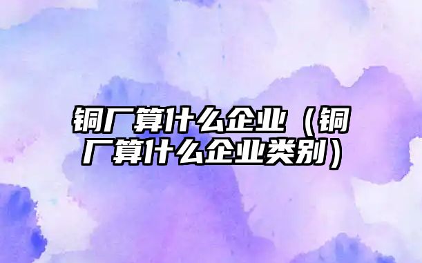 銅廠算什么企業(yè)（銅廠算什么企業(yè)類別）