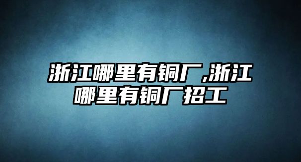 浙江哪里有銅廠,浙江哪里有銅廠招工