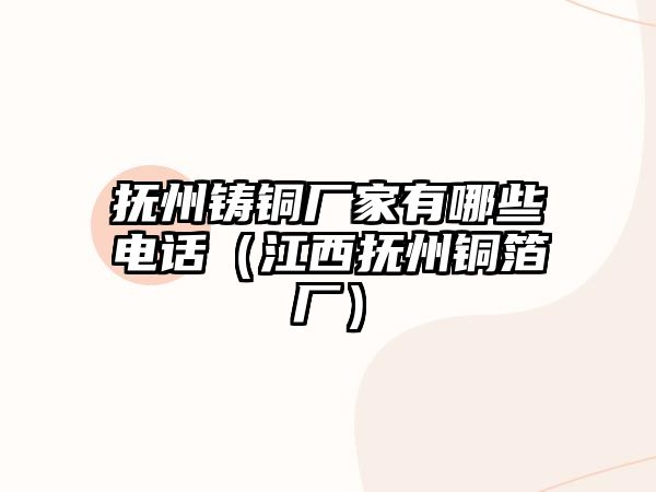 撫州鑄銅廠家有哪些電話（江西撫州銅箔廠）