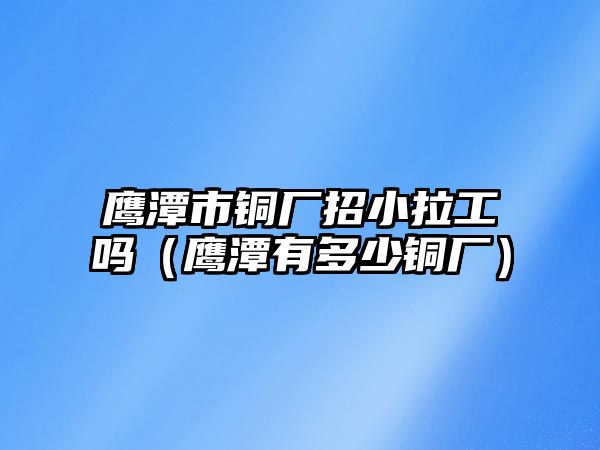 鷹潭市銅廠招小拉工嗎（鷹潭有多少銅廠）