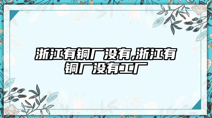 浙江有銅廠沒有,浙江有銅廠沒有工廠