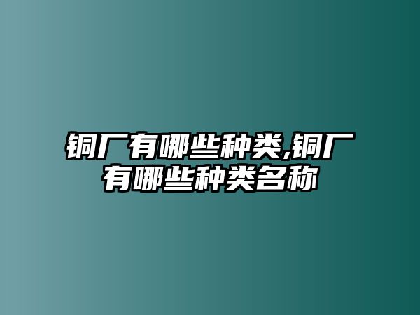 銅廠有哪些種類,銅廠有哪些種類名稱