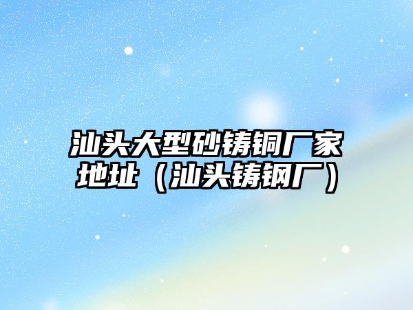 汕頭大型砂鑄銅廠家地址（汕頭鑄鋼廠）