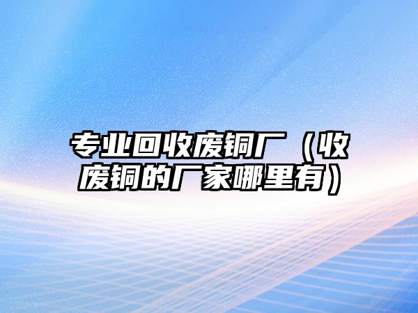 專業(yè)回收廢銅廠（收廢銅的廠家哪里有）