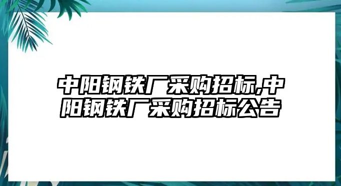 中陽鋼鐵廠采購招標,中陽鋼鐵廠采購招標公告