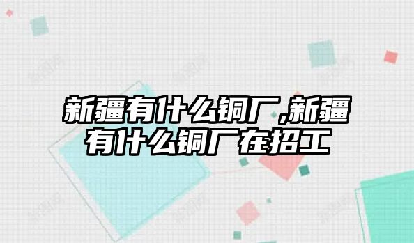 新疆有什么銅廠,新疆有什么銅廠在招工