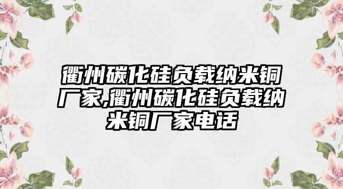 衢州碳化硅負(fù)載納米銅廠家,衢州碳化硅負(fù)載納米銅廠家電話