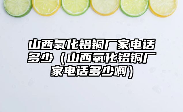 山西氧化鋁銅廠家電話多少（山西氧化鋁銅廠家電話多少?。? class=