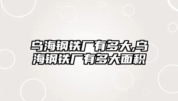 烏海鋼鐵廠有多大,烏海鋼鐵廠有多大面積