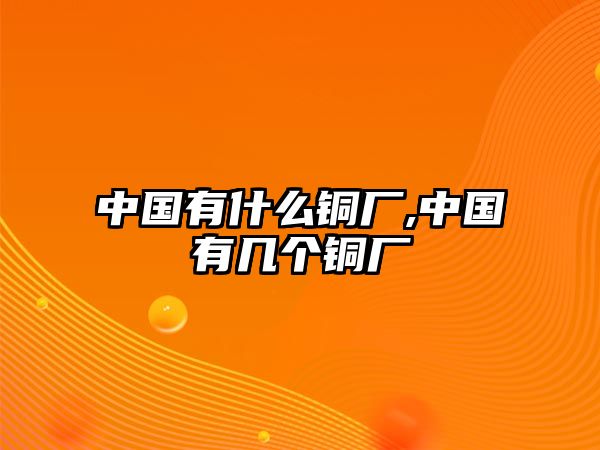 中國有什么銅廠,中國有幾個(gè)銅廠