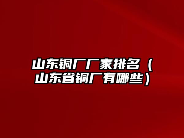 山東銅廠廠家排名（山東省銅廠有哪些）