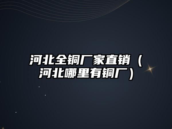 河北全銅廠家直銷（河北哪里有銅廠）